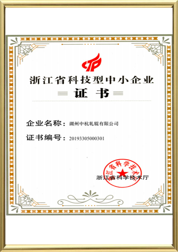 Certifikat znanosti i tehnologije provincije Zhejiang za mala i srednja poduzeća